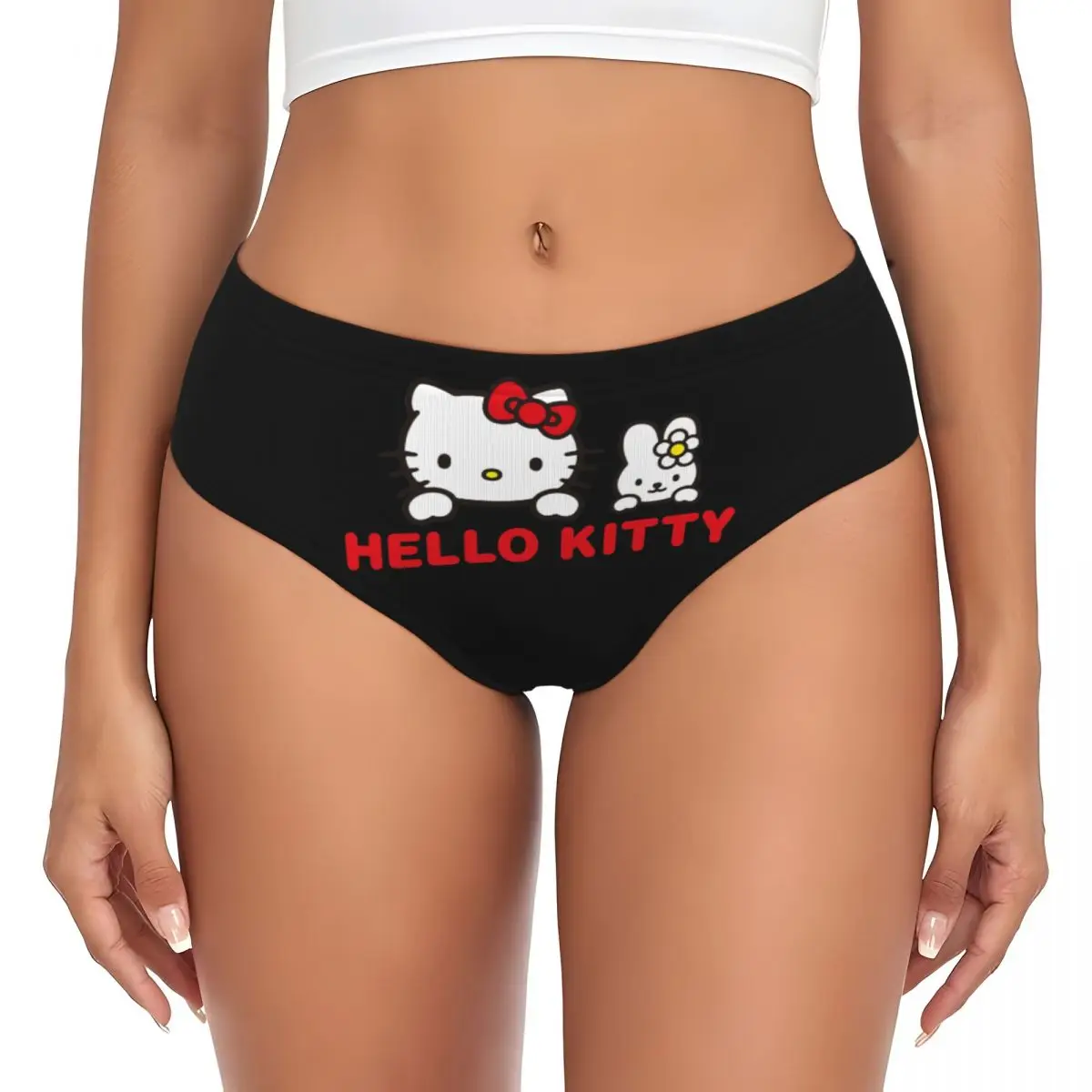 Custom Women Hello Kitty Cat Brief Panties Female Stretch Underwear Underpants