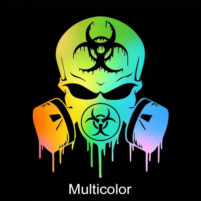 1PC Biohazard Gas Mask Skull Car Sticker Set, Waterproof Vinyl Decals, Multi Colors - view 6