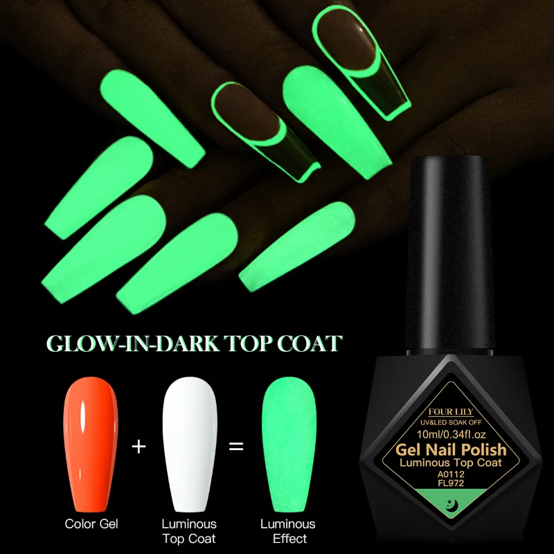 10ml Milk White Luminous Top Coat Gel Nail Polish Neon UV LED Nails Gel Soak Off Gel Varnish Fluorescent Nail Art Nail Supplies view 4
