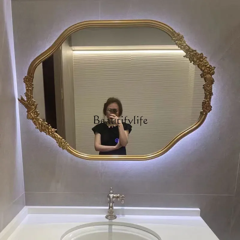 

ls 51French retro bathroom mirror special-shaped oval makeup mirror