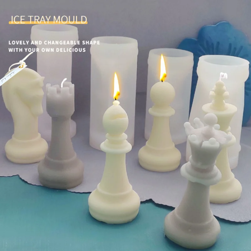 NEW Chess Silicone Candle Mold DIY Aromatherapy Resin Mold 3D Creative Set Chocolate Baking Utensils Home Candle Making Supplies