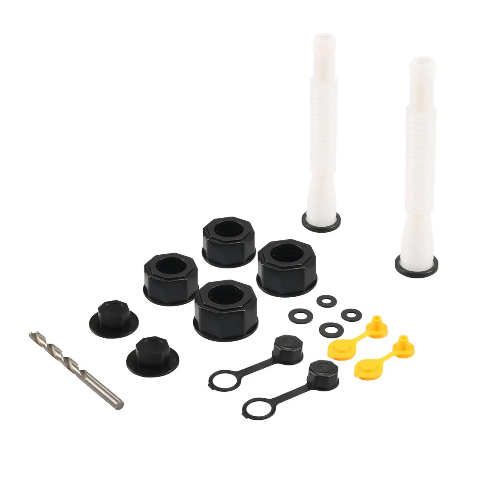 Gas Can Nozzle Gasket Set with Fuel Tank Spout Screw Collars and Drill Bit for Petrol Spout Auto Filling
