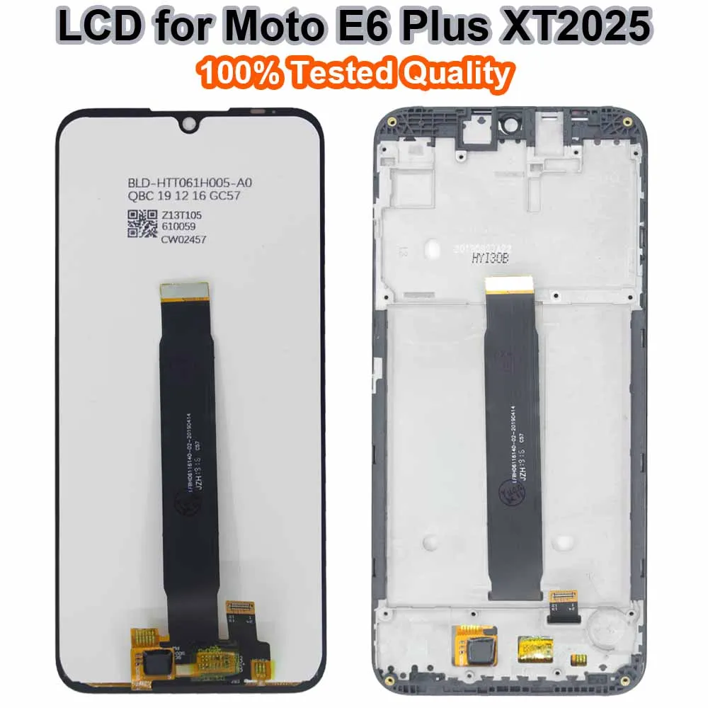 For  Motorola Moto E6 Plus LCD Display Touch Screen Digiziter Assembly Replacement for Moto E6 Plus XT2025 with Frame