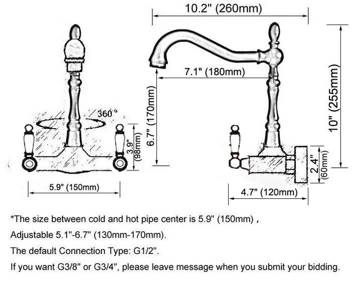 Black Oil Rubbed Brass Dual Handle Double Hole Wall Mount Wash Basin Faucet Swivel Spout Kitchen Bathroom Sink Mixer Tap Dsf752