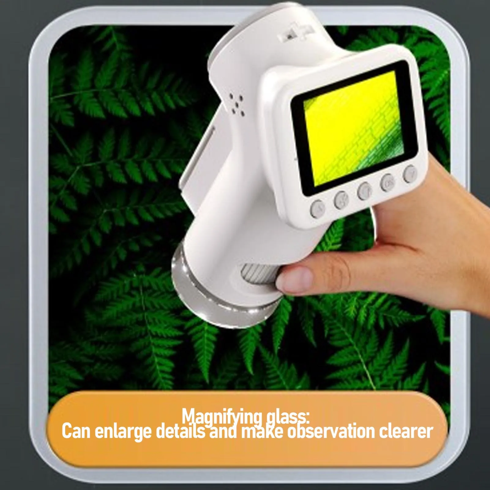 Mini microscópio portátil para crianças, tela profissional de 2 polegadas, microscópio digital com luz LED inteligente para aventuras ao ar livre