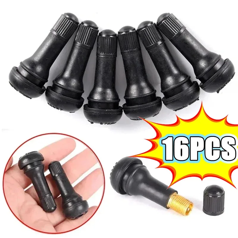 Black TR414 Tubeless Car Wheel Tire Valve Stems with Caps Snap in Type Rubber Tire Valve Stem Cover High Quality Car Accessories