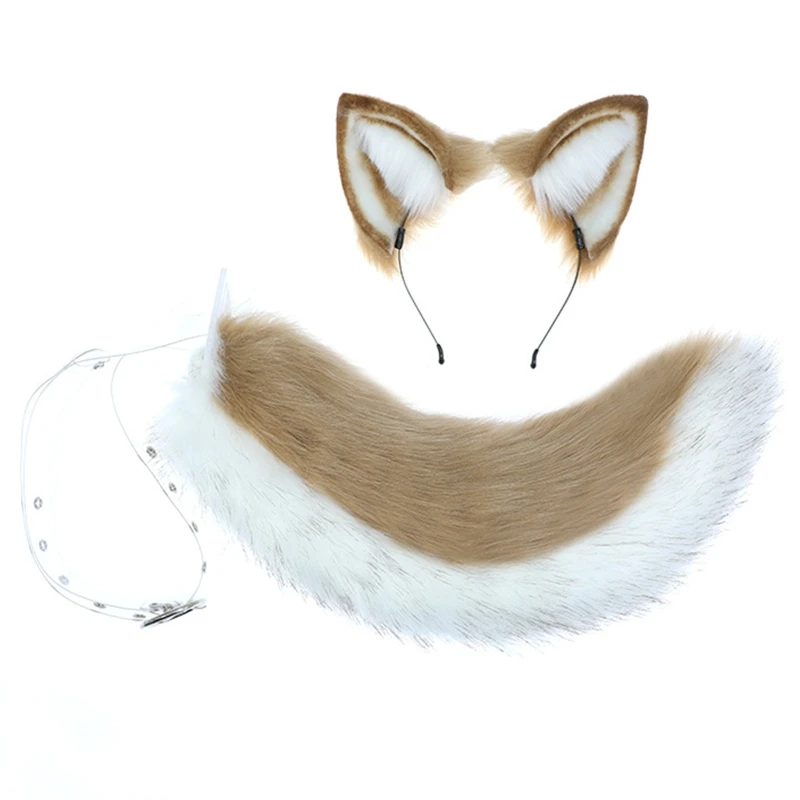 shiba inu Ear Headband Faux Fur Ears Cosplay Dog Fur Ear Hair Hoops