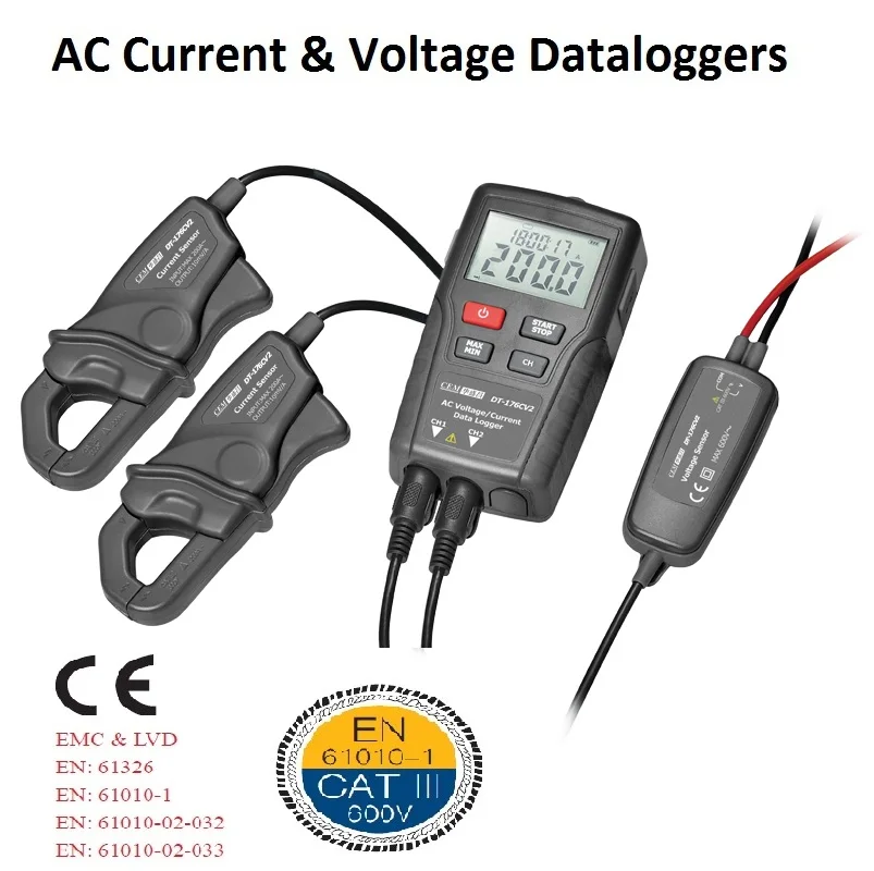 DT-176CV2 Wholesale Digital LCD Display True RMS AC Current and Voltage Dataloggers with USB Interface Multimeters
