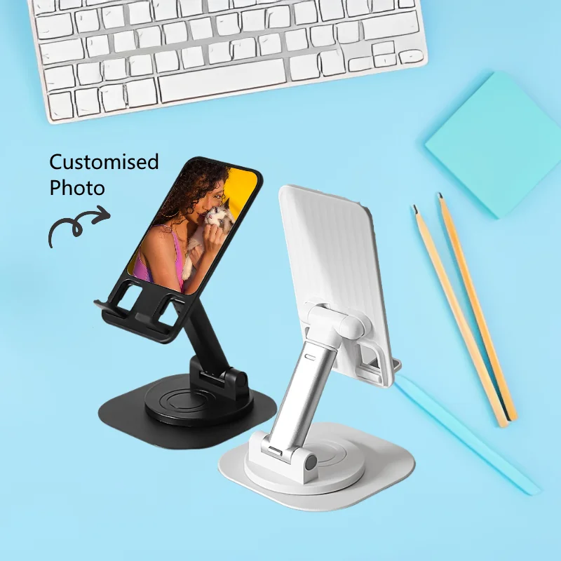 Customised Picture Phone Stand, Personalised Printed Desktop Stand, 360° Rotatable Adjustable Telescopic Foldable Lazy Stand