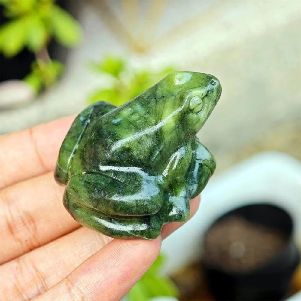 Green Jasper Frog Quartz Animal Crystal Frog Home Decoration Mineral Specimen Crystal Gift Crystal Sculpture Home Decor Items