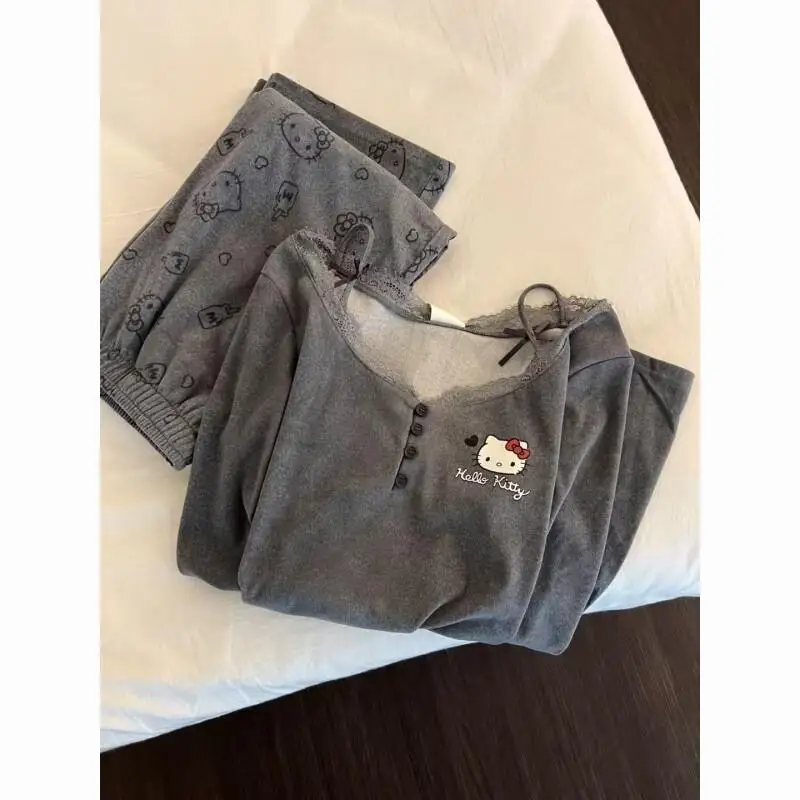 Sanrio hello kitty novo em conjuntos de correspondência calças senhora roupas femininas lançamentos roupas femininas liquidação conjunto produtos calça