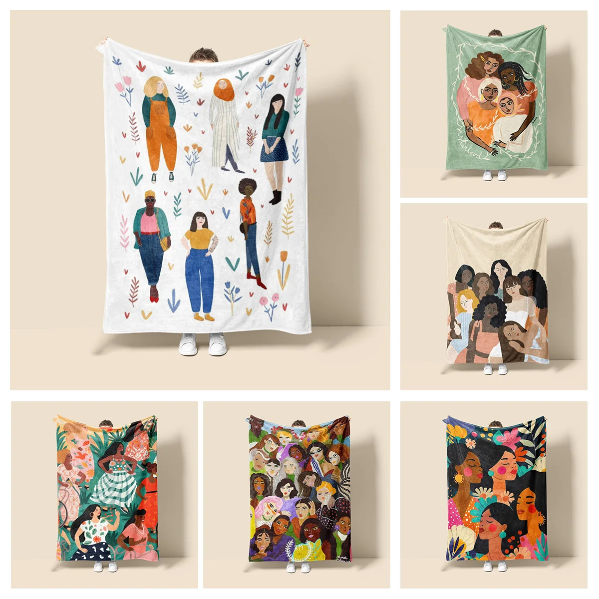 Morandi Color Blanket Abstract Botanical Graffiti Design Scandinavian Minimalist Sofa Blanket Cafe Home Dual Purpose