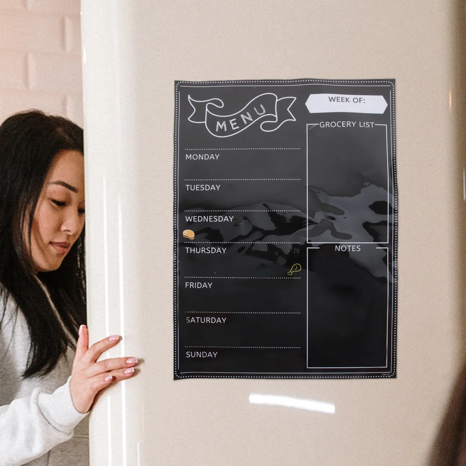 

Premium Magnetic Blackboard Sheet Fridge Menu Board Dry Erase Reusable Weekly Planner Household Schedule Board Creative Magnet