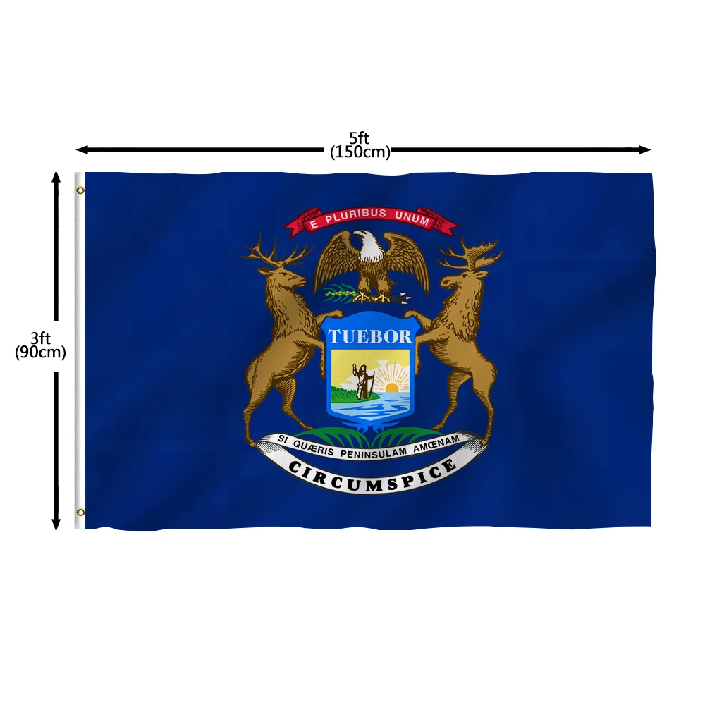 Flagnshow 100% Polyester USA America State of Michigan Flags