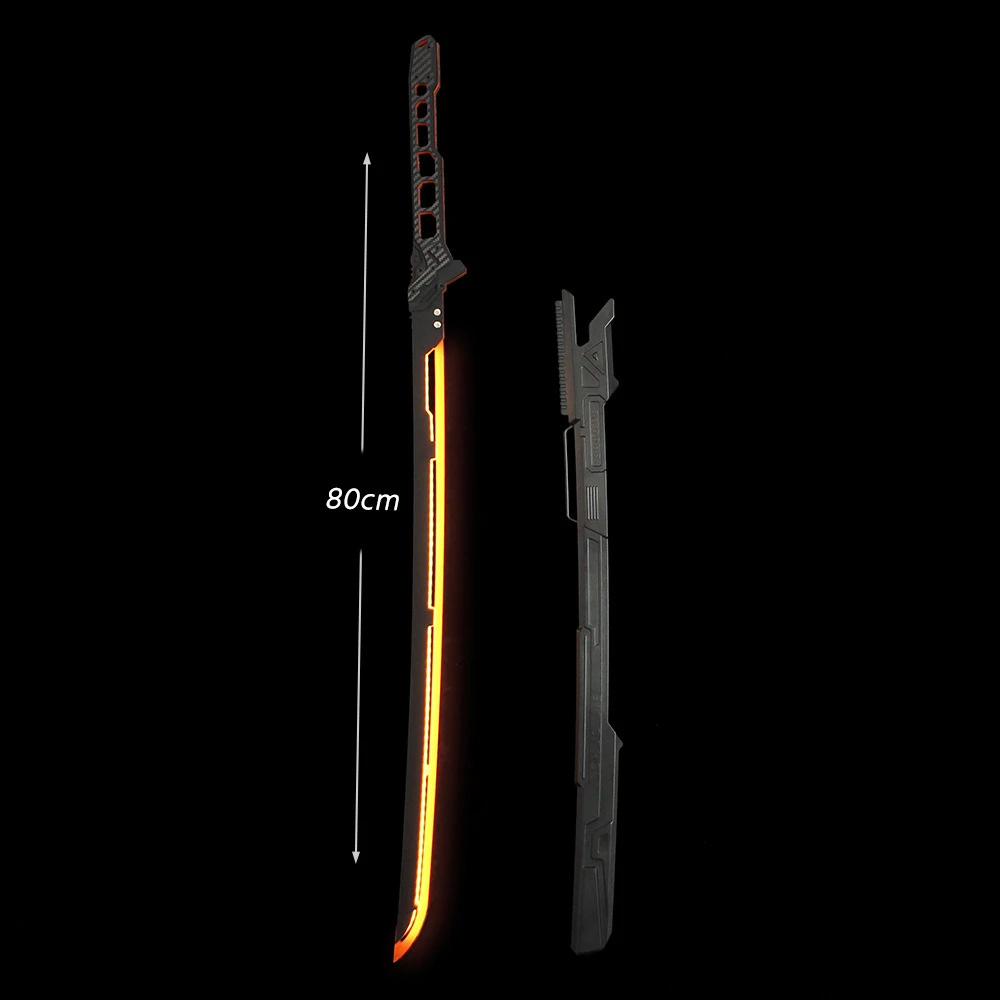 80CM Cyberpunk Lightsaber Thermal Energy Katana Cosplay Halloween Sword Toy Acrylic Luminous Toys Swords Weapon Model Boys Gifts