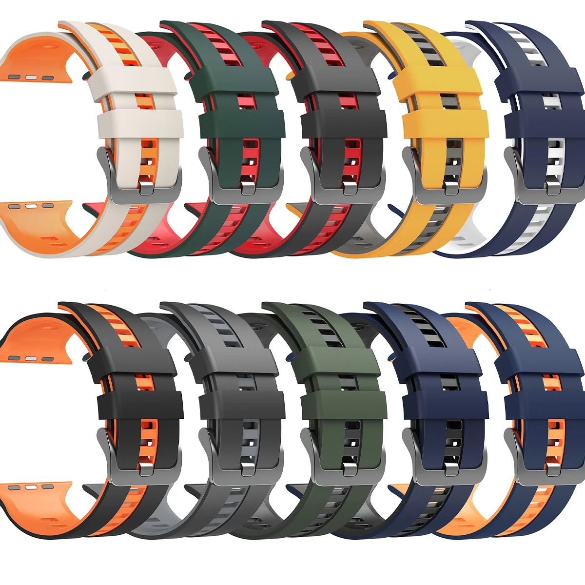 Two-tones Silicone Strap for Apple Watch Band Ultra3/2 49mm Series 11 10 46mm 44 42 45mm Sports Bracelet for Iwatch 9 8 7 6 5 SE