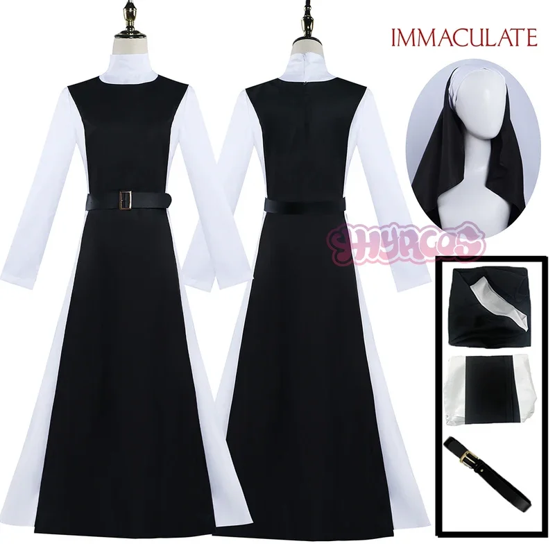 

FC6Anime Movie Immaculate Nun Cosplay Costume Headgear Cecilia Cosplay Costume Fantasy Nun Dress Suits New Listing Hallowee@FC8！
