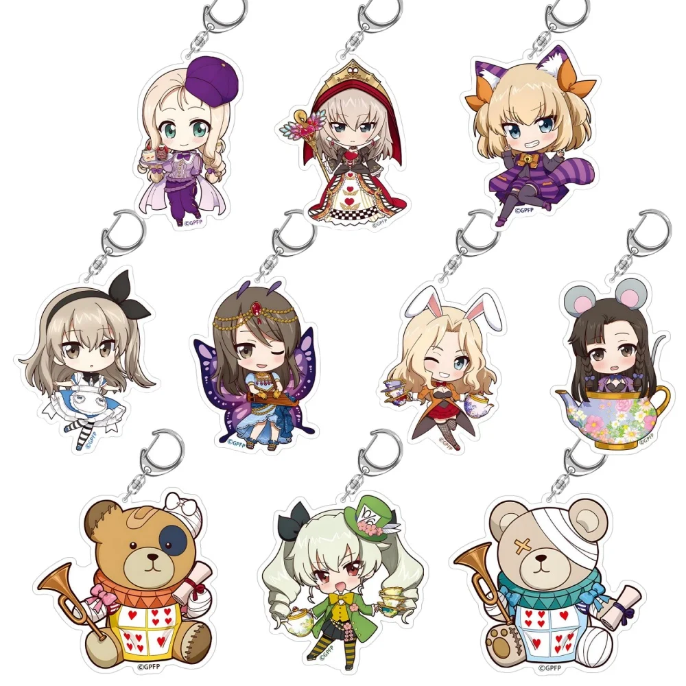 الفتيات وبانزر كاتيوشا كي ماري إريكا إيتسومي كاتيوشا أنشوفي ميكا أليس في بلاد العجائب Ver سلسلة مفاتيح مصنوعة من الأكريليك قلادة ديكور