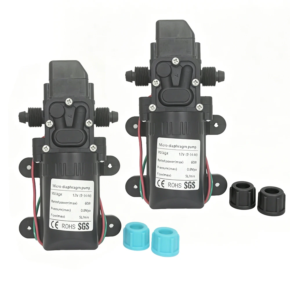DC12V 60W 120PSI 5L/MIN Agricultural Electric Water Pump Black Micro High Pressure Diaphragm Water Sprayer Car Wash