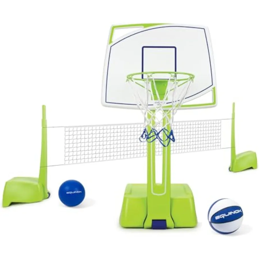 

Outdoor swimming pool basketball hoop with ball, durable PVC material, blue and white color, no-tools required for quick assemb