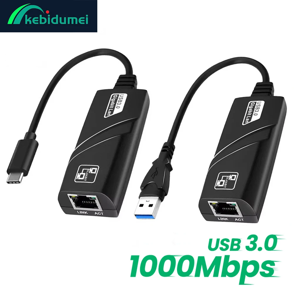 Kebidumei 10/100/1000Mbps USB3.0 การ์ดเครือข่ายแบบมีสาย USB Rj45 Lan Ethernet Adapter Converter สําหรับ PC แล็ปท็อปอุปกรณ์เสริม MacBook
