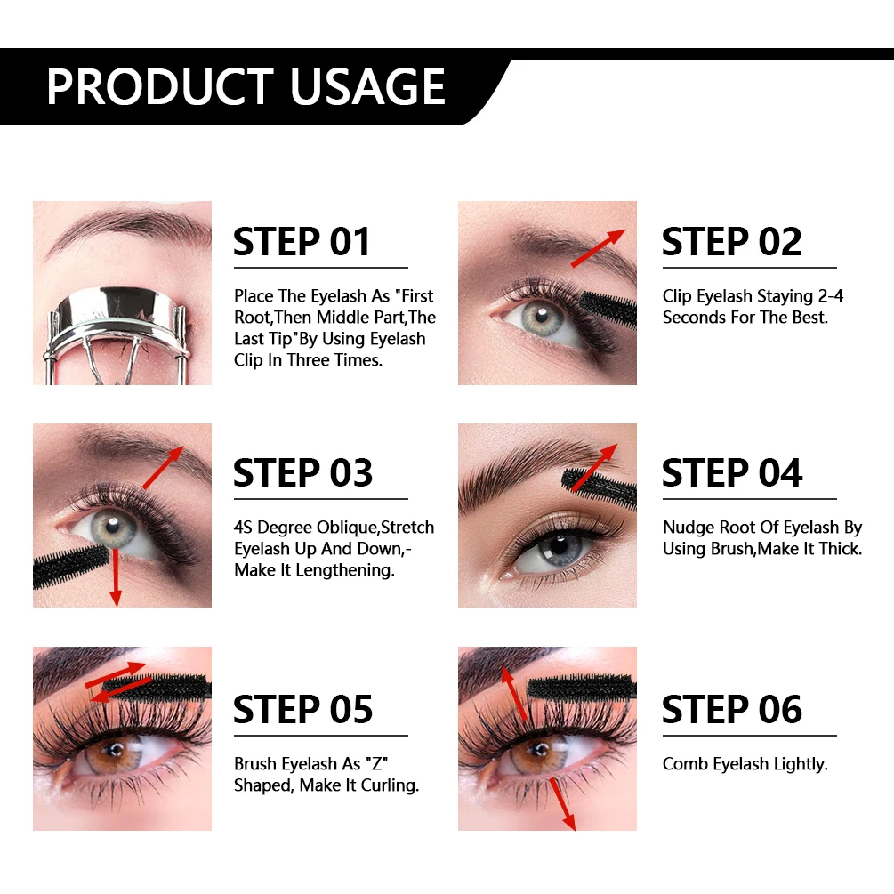 QIBEST 4D Silk Fiber Eyelash Mascara Waterproof Black Mascara For Eyelash Extension Thick Lift Lengthening Lasting Makeup Rimel