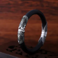 Uglyless Oriental Charm Ethnic Wooden Bangles for Women Natural Sandalwood Bangles Real 925 Silver Vines Vintage Jewelry Exotic