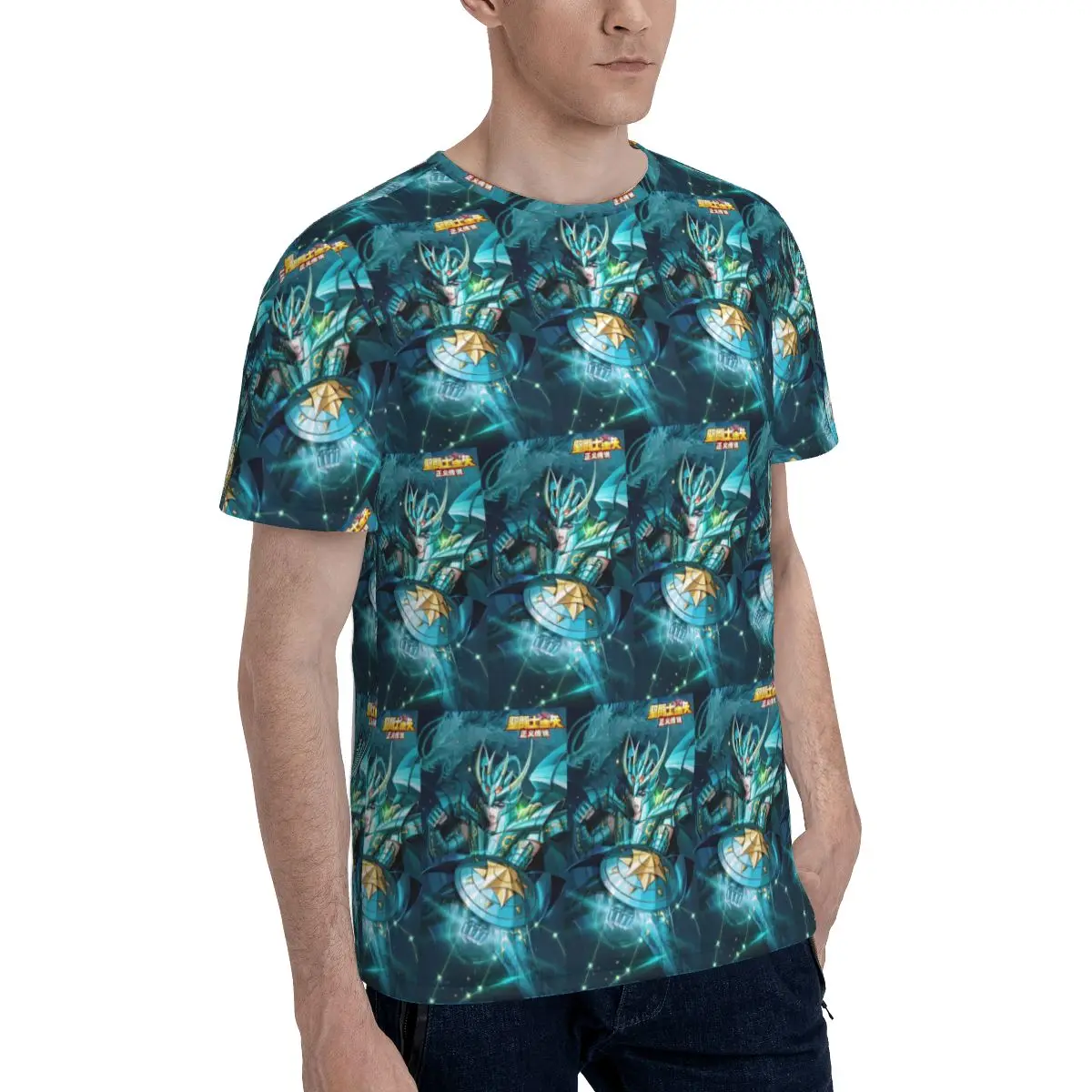 Anime Knights Of The Zodiac Dragon Shiryu T-Shirt for Men Cotton T Shirts Men's Tees Short Crew Neck Summer Clothes Tops