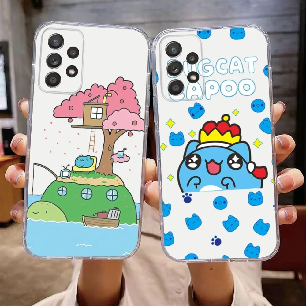 Cute Bugcat Capoo Phone Case For Samsung Galaxy A71,70,52,51,40,31,A50,30S,21S,Note20ultra Transparent Cover