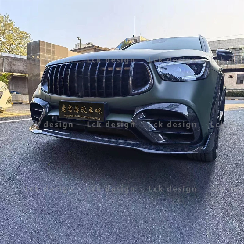 Kohlefaser-Karosserie-Kit für Benz GLC X253 2020-2022 B-Stil Front lippen entlüftung Kotflügel verbreiter ung Heck diffusor Hoch