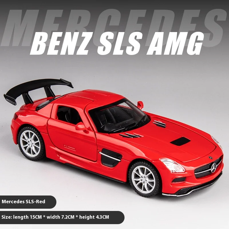 Суперспортивный автомобиль Mercedes Benz SLS AMG 1:32, литая модель автомобиля из сплава, модель со звуком и фотомагнитом, игрушки, праздничные игрушки для детей