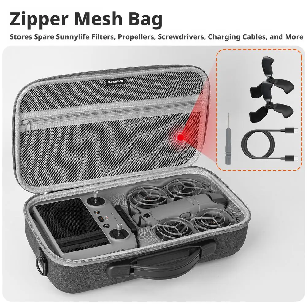 Sunnylife for DJI NEO 2 remote control version Storage bag handheld flight camera set bag drone storage accessories