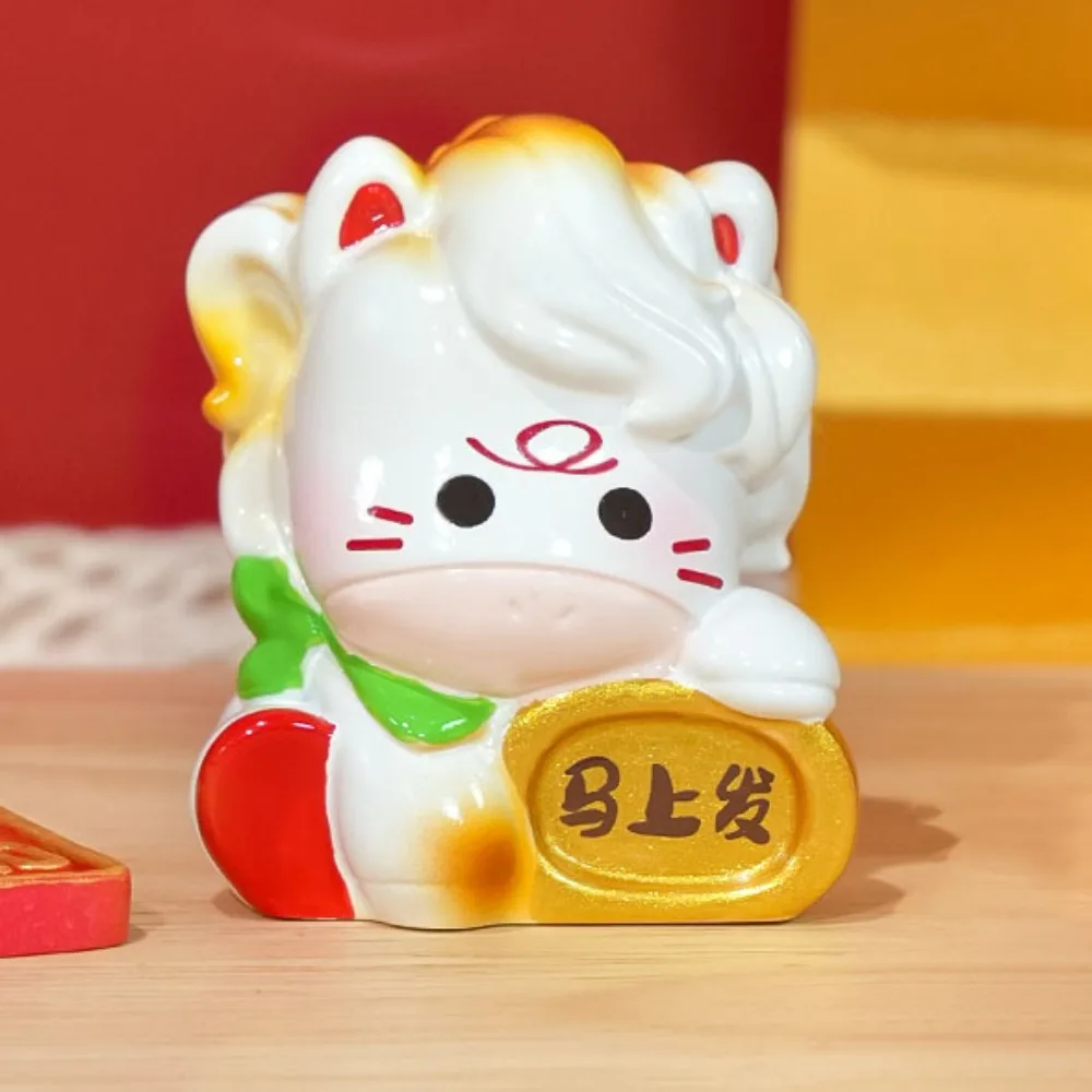 

Chinese Style 2026 New Years Ornament Blessing Traditional Chinese Zodiac Figurines Mini Fortune Cute Resin Crafts