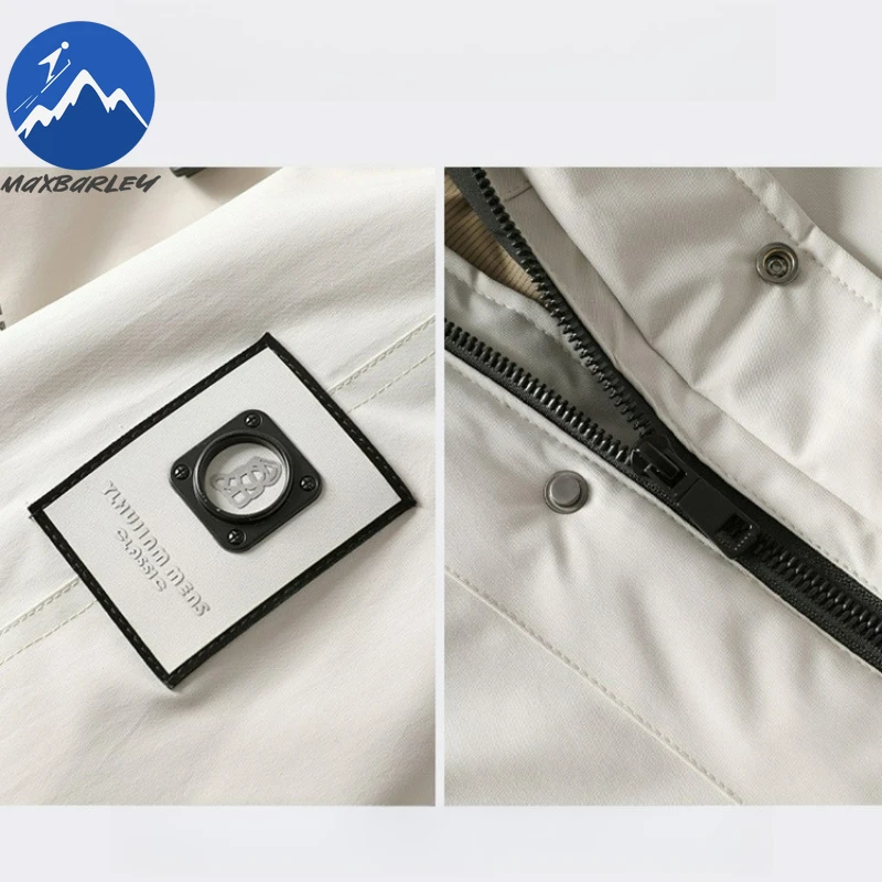 Maxbarley 2026 الشتاء بطة جاكيتات الرجال موضة سميكة خفيفة الوزن أسفل سترة رجل في الهواء الطلق عادية الثلوج التزلج الدافئة معطف مقنع البخاخ