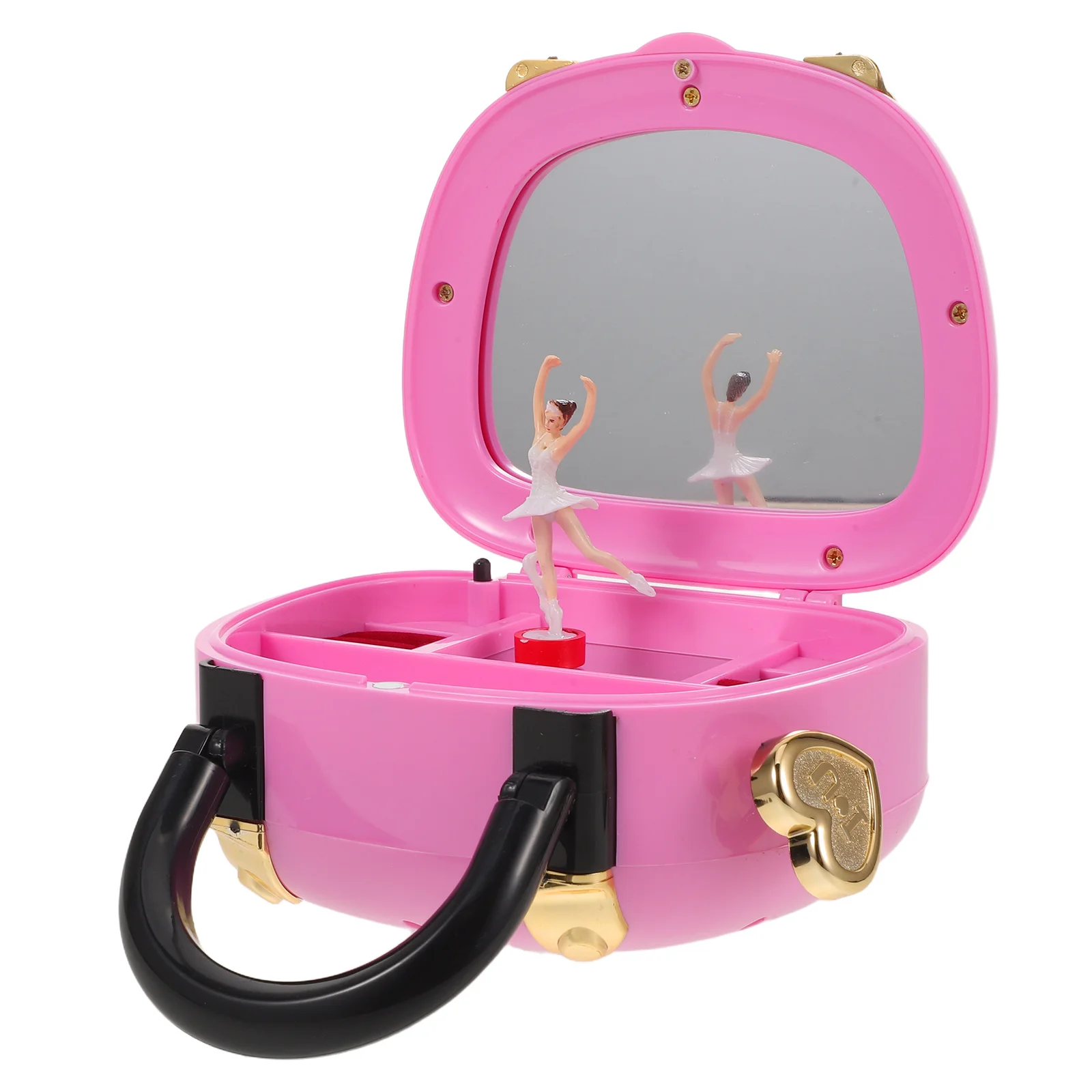 

1Set Musical Jewelry Box Pink Princess Design Rotating Ballerina Handheld Jewelry Organizer Birthday Gift for Ages 4-12