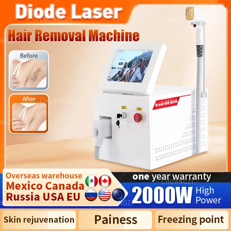 

808nm 755 1064 Diode Laser Hair Removal Machine Alexandrit Permanent Removal Cooling Head Painless Laser Epilator