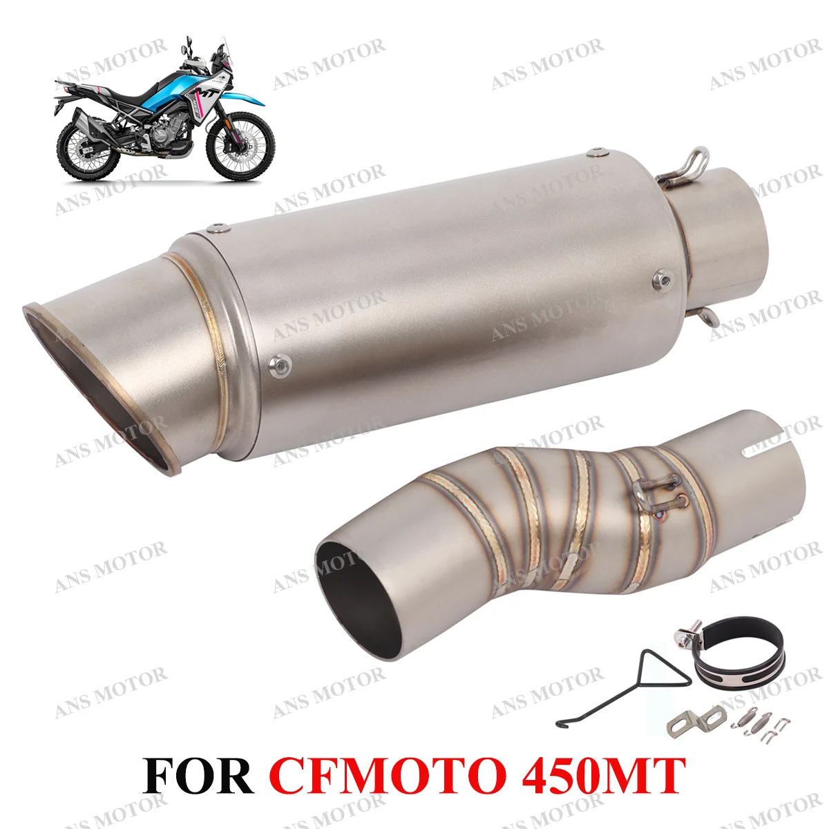 Slip On Per CFMOTO 450MT 2024 2025 Silenziatore Tubo Di Scarico Moto Modifica 450MT Scarico Fuga Moto In Acciaio