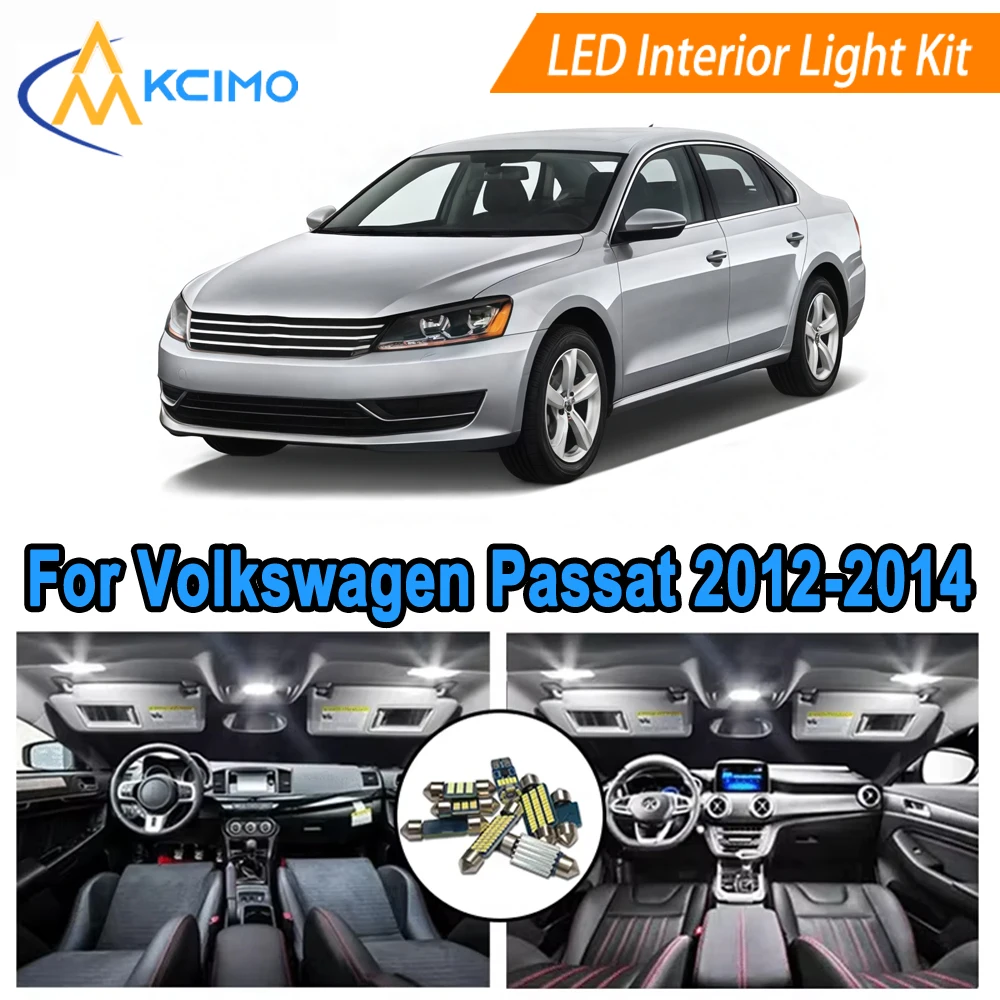 

LED Interior Lights For Volkswagen Passat B7 Sedan 2012-2014 Dome Map Door Lights Bright 6000K White/Blue Plug and Play