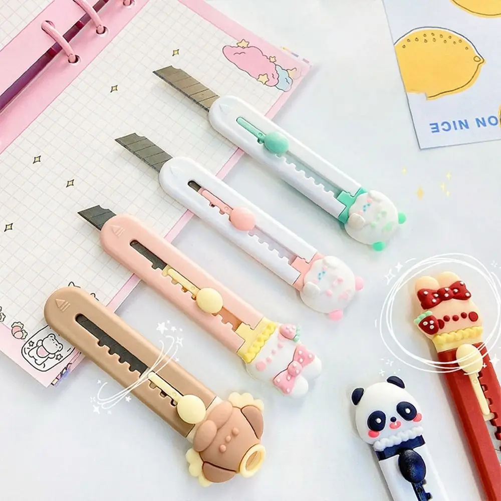 Stainless Steel Art Knife Cute Mini Portalble Paper Scissors Envelope Opener Plastic Knife Cutter School Office Supplies