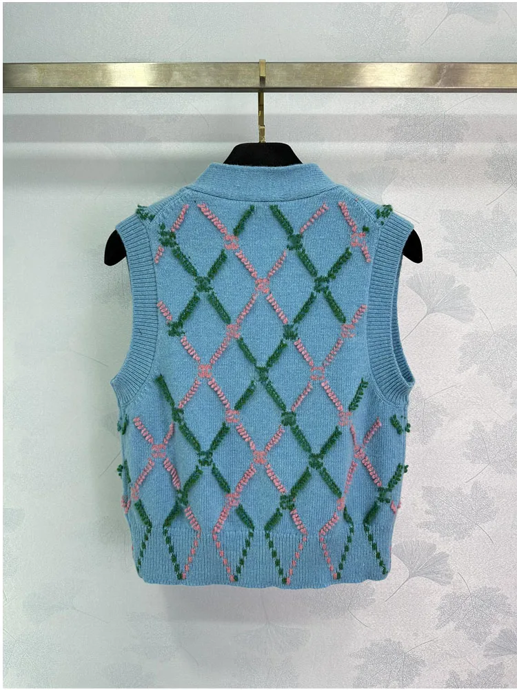 Women cashmere Sweater Cardigan Women Fashion Blue Soft texture Sweater Short Sleeve Knitted Coat Femme