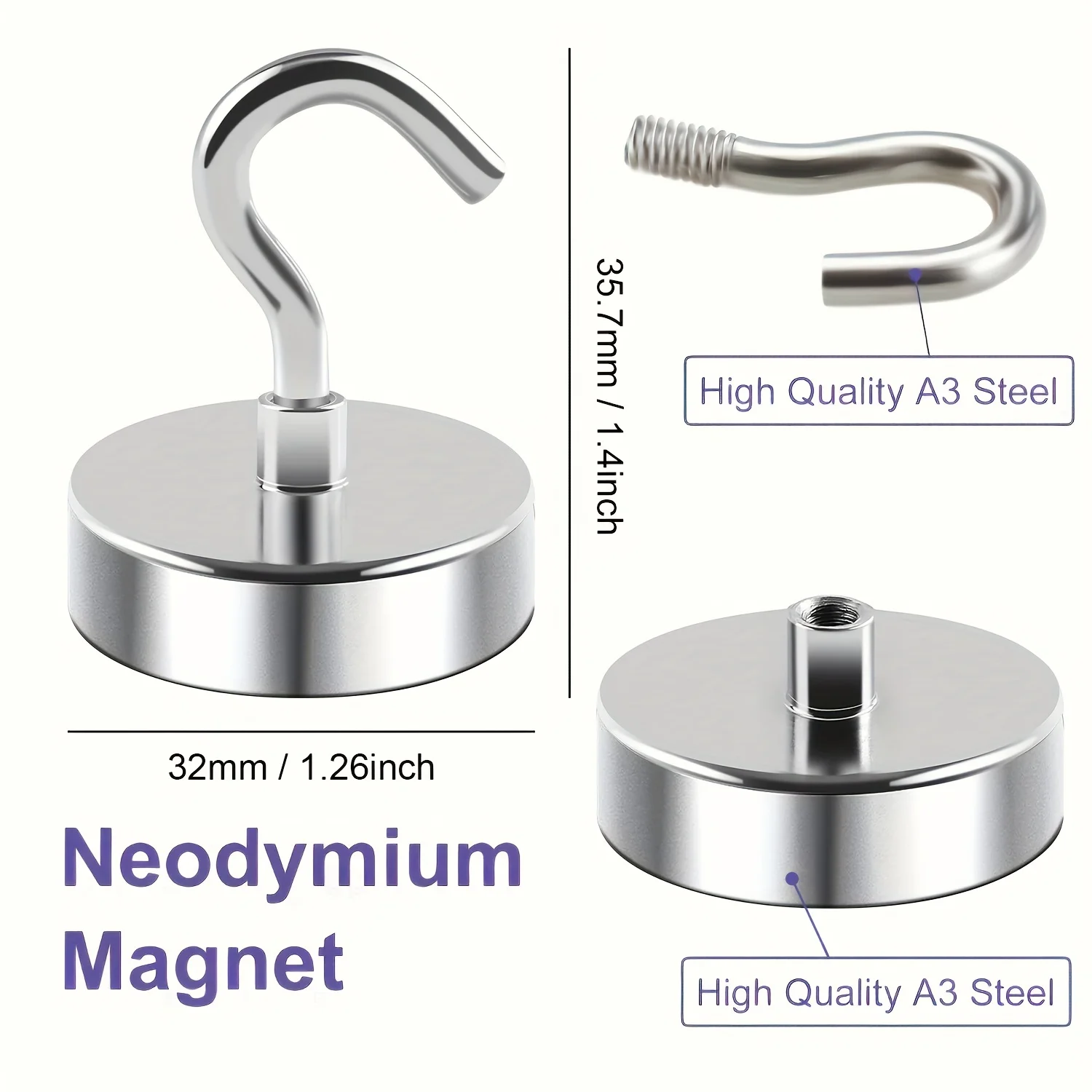 4pcs 100LBS Magnetic Hooks.Magnetic Hooks Cruise Ship Accessories, Door Holder, Keys, Home, Office, BBQ.