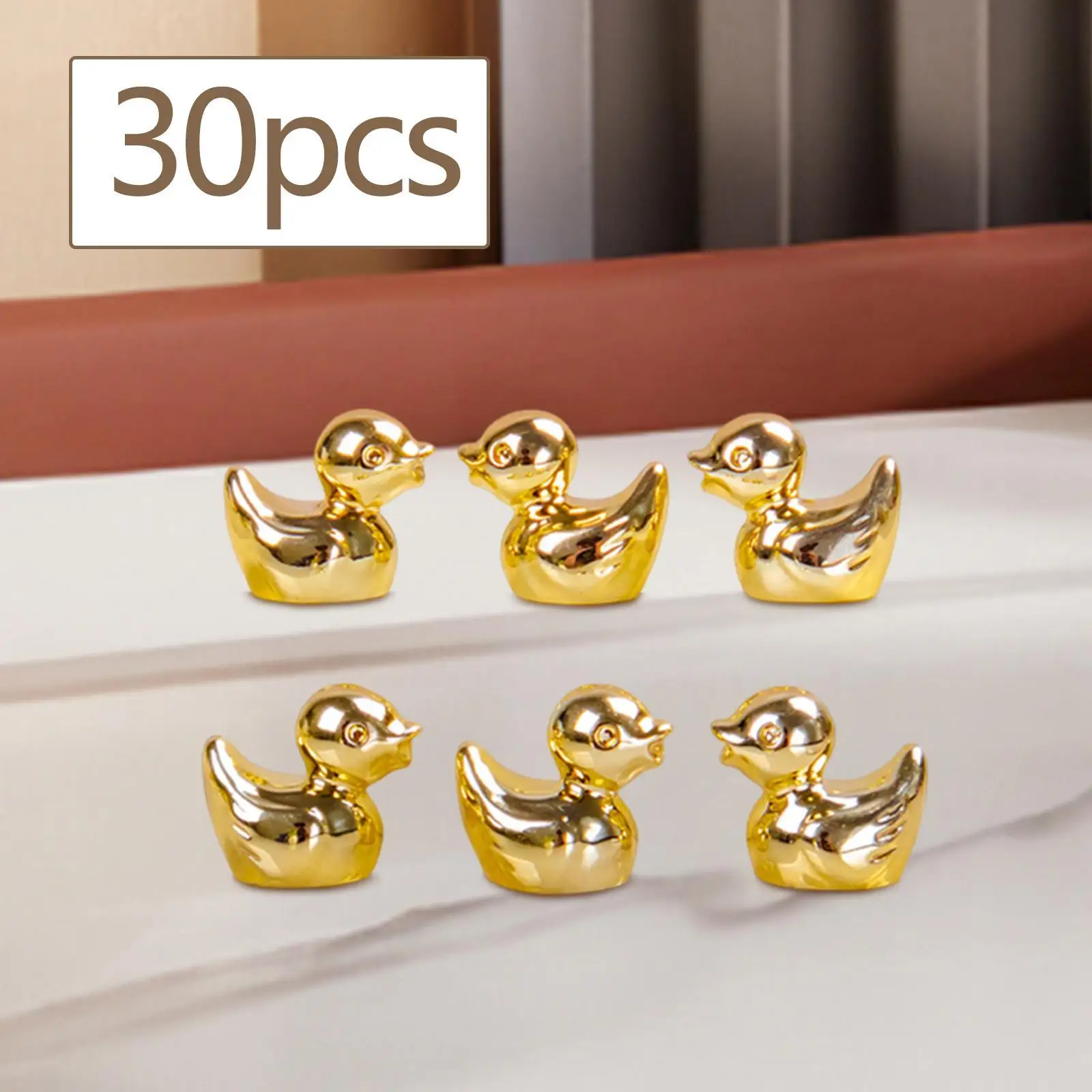 Cute Duck Figurine Electroplated Resin Decorative Bird Ornament for Fairy Garden Accessories Miniatures