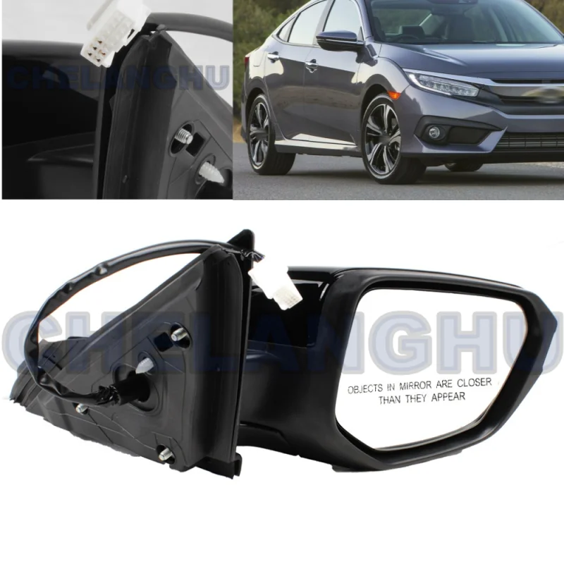 

Mirror Assembly For Honda Civic 2016 2017 2018 2019 2020 2021 US version Right Side 5 Pins Black Painted Heated Power Adjust