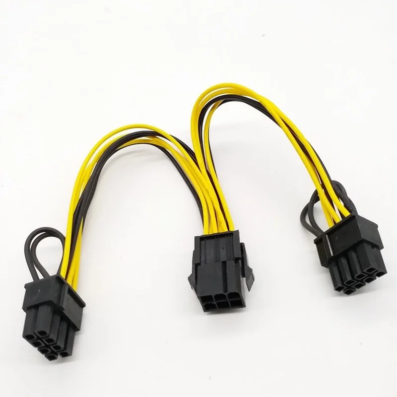 PCI-E 6 Pin para Dual 6 + 2 Pin 8 Pin Power Splitter, Placa gráfica para Mineração, Farm Video Card, Gpu para Riser Cabo de Extensão