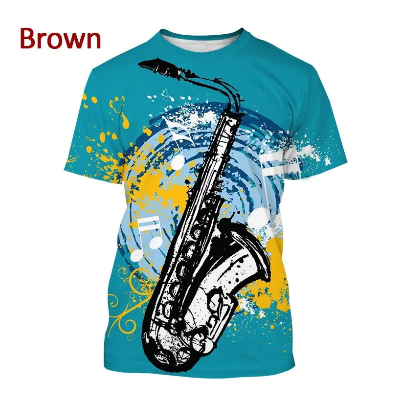 New Jazz Musical Instrument Saxophone T Shirt Men's Casual Music Art Short-sleeved T Shirt Harajuku Style Printed Streetwear Top