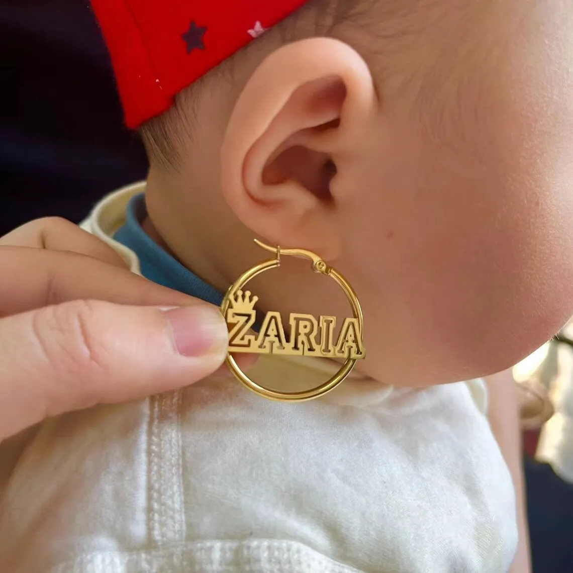 Customized Name Hoop Earring for Kids Women Stainless Steel Personalized Letter Circle Piercing Earring Christmas Jewelry Gift