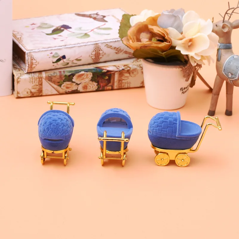 1 piece cute Velvet jewelry box Baby carriage wedding ring box gift box Necklace Ring Case Earrings Holder for jewelry display