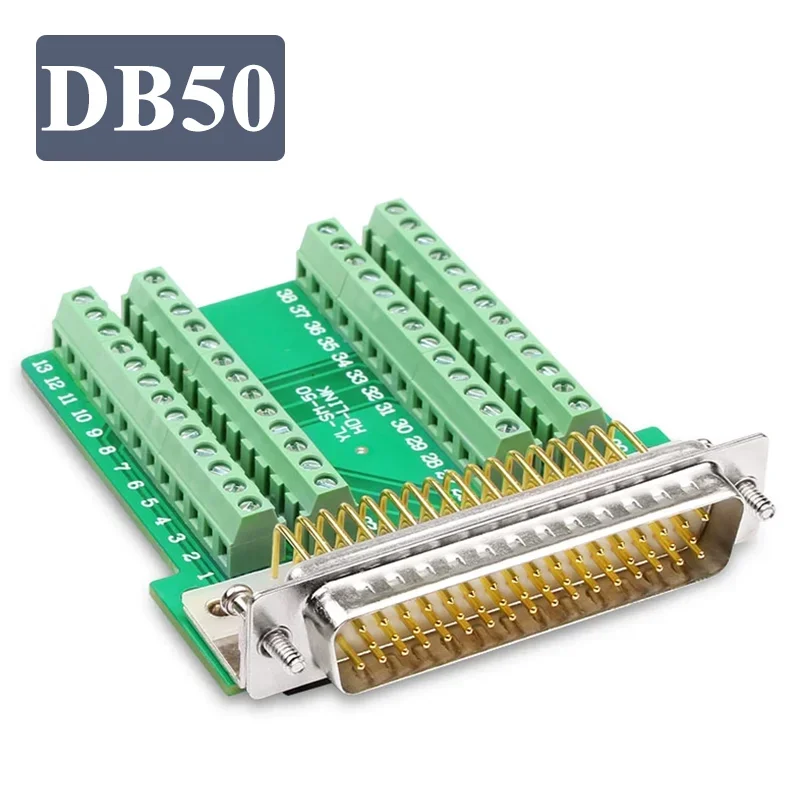 Fine Copper DB50Solder-free Head Plug 3Rows of 50Pin Connector DB50 Welding-free Soild Needle Male Female Terminal Board Adapter
