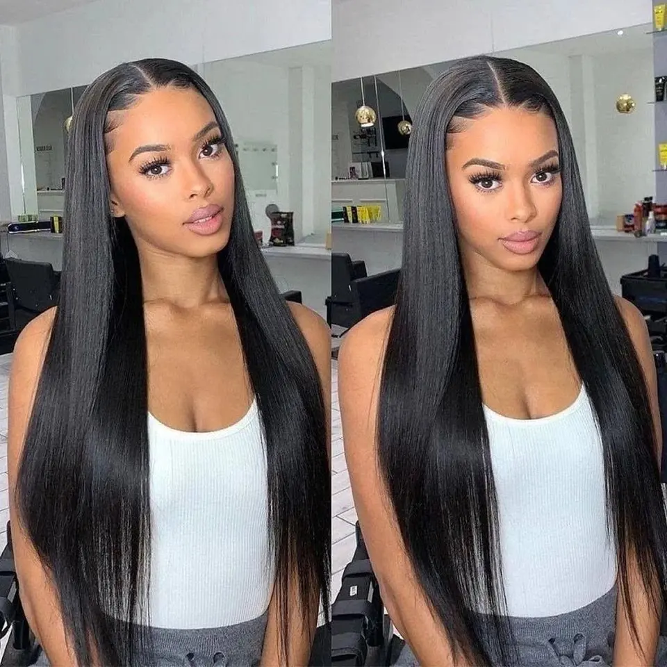 Rosabeauty 40 Inch 13x6 Straight Lace Front Wig Human Hair 13X4 Frontal 5X5 Glueless Ready to Wear Wigs 250% For Women