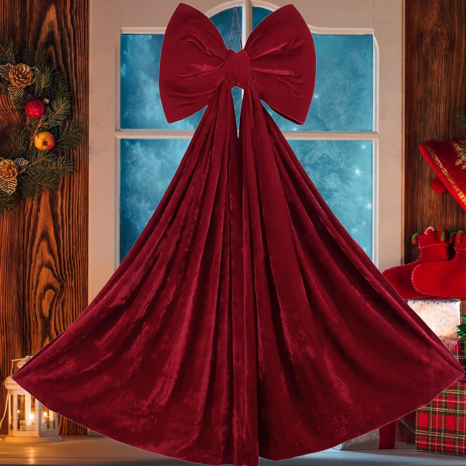

Christmas Bows Large Red Vintage Home Decor Velvet Bows For Christmas Tree For Home Holiday Indoor Outdoor Front Door Wall